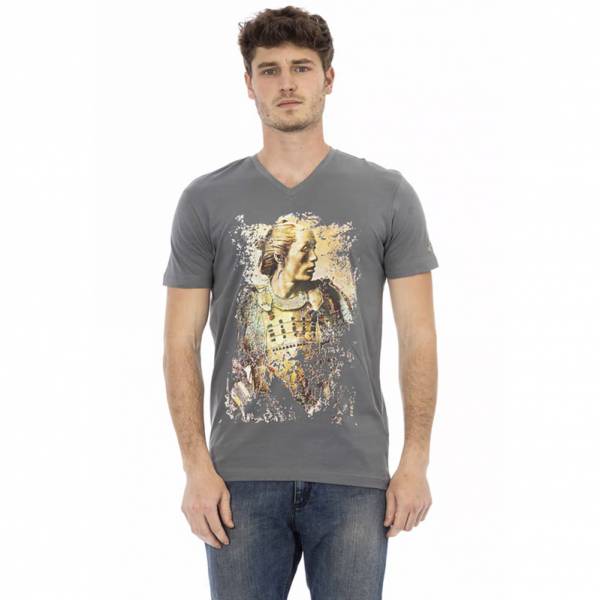TRUSSARDI Action Heren Conqueror T-shirt met V-hals Grijs 2AT108002