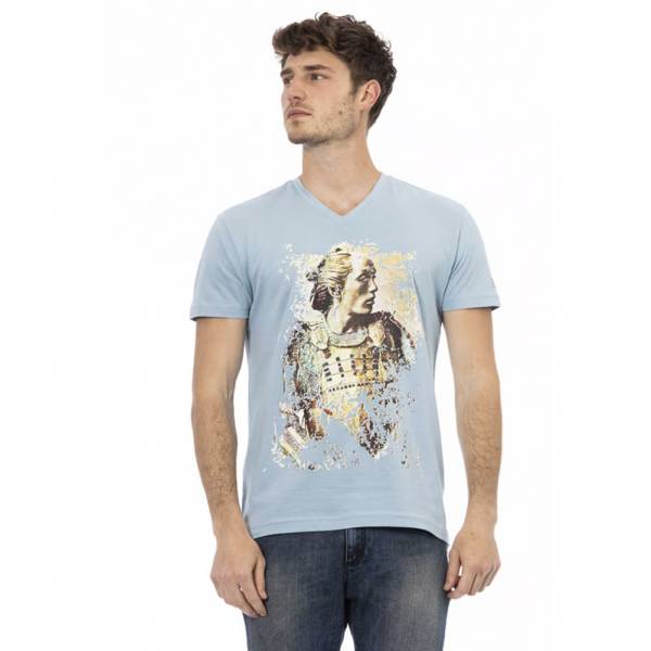 TRUSSARDI Action Heren Conqueror T-shirt met V-hals Lichtblauw 2AT108007