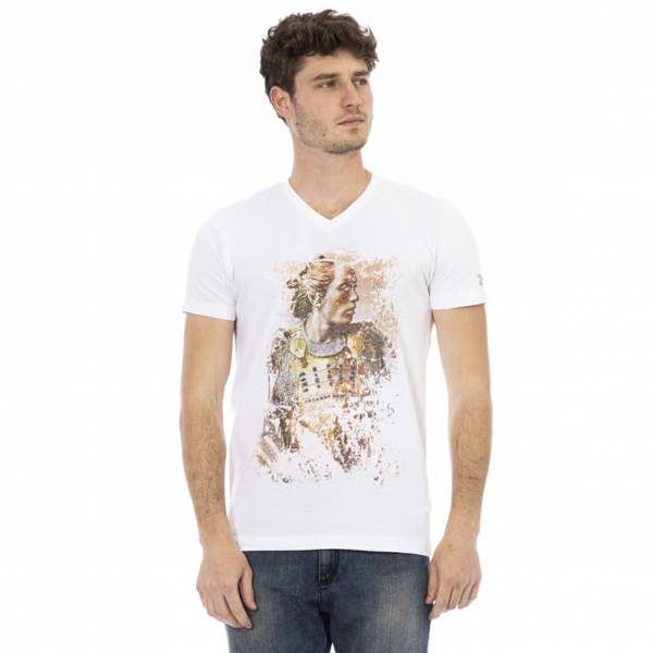 TRUSSARDI Action Heren Conqueror T-shirt met V-hals Wit 2AT108001