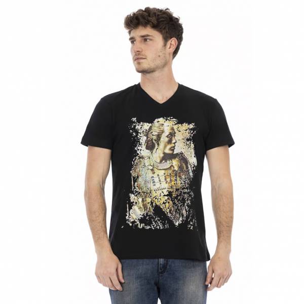 TRUSSARDI Action Heren Conqueror T-shirt met V-hals Zwart 2AT108003