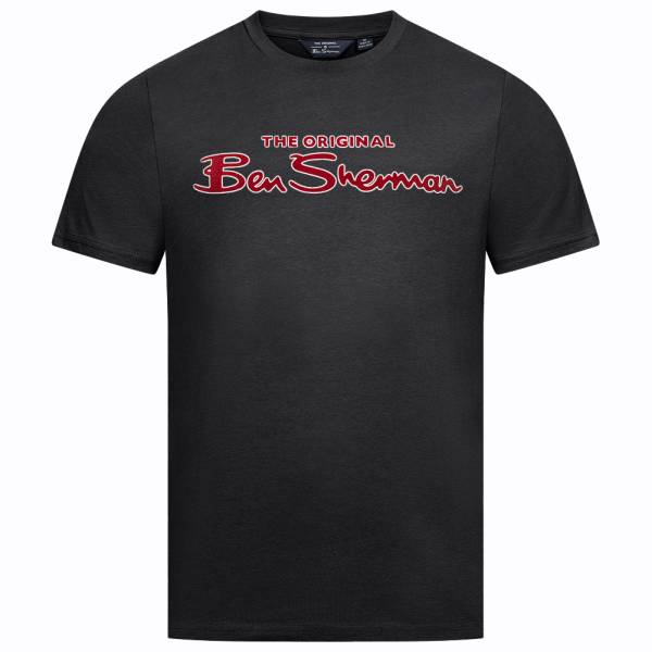 Ben Sherman Flocked Logo Heren T-shirt 0076268-ZWART