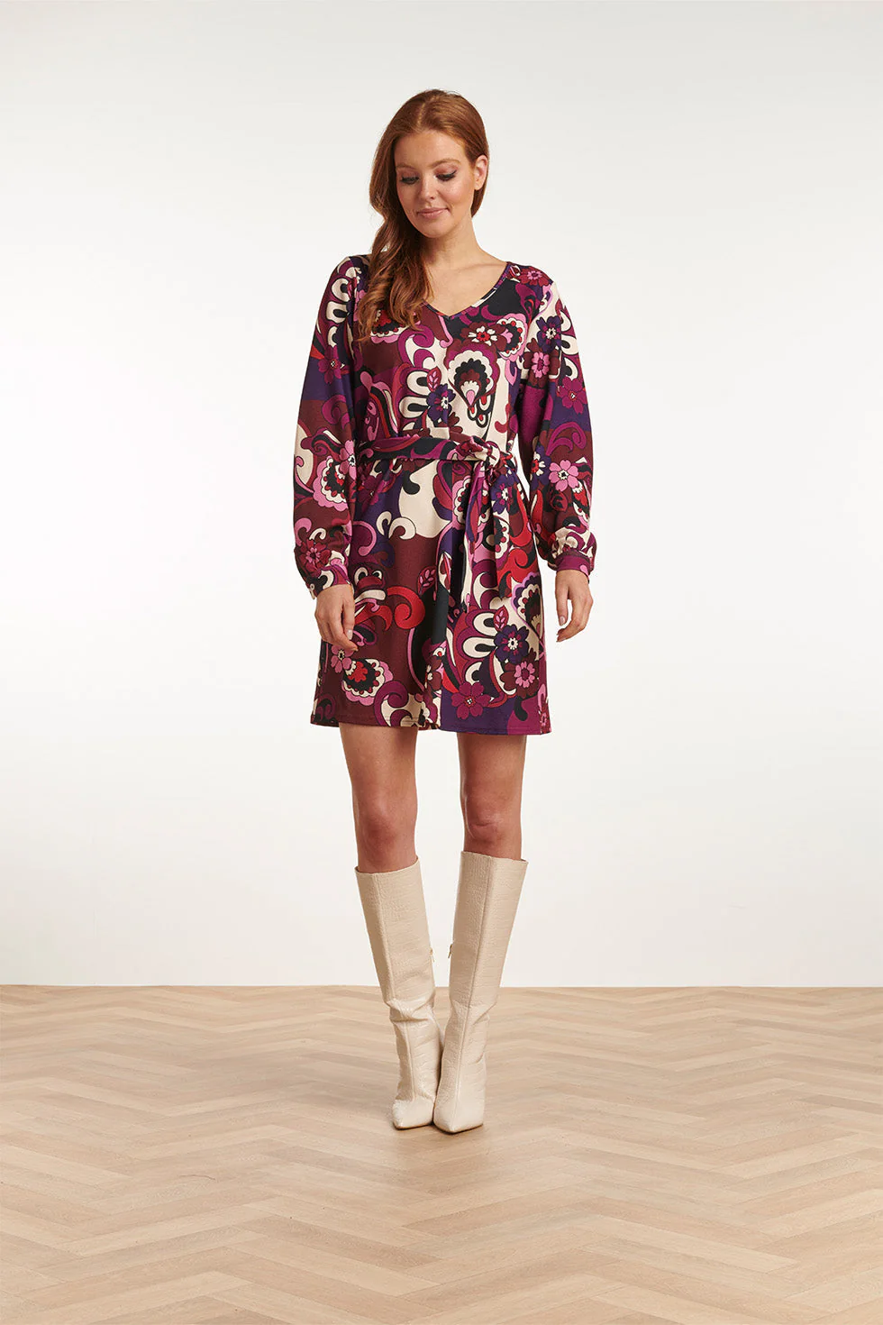 Smashed Lemon 23741-380-998 multi e bloemenprint v-hals jurk voor dames |