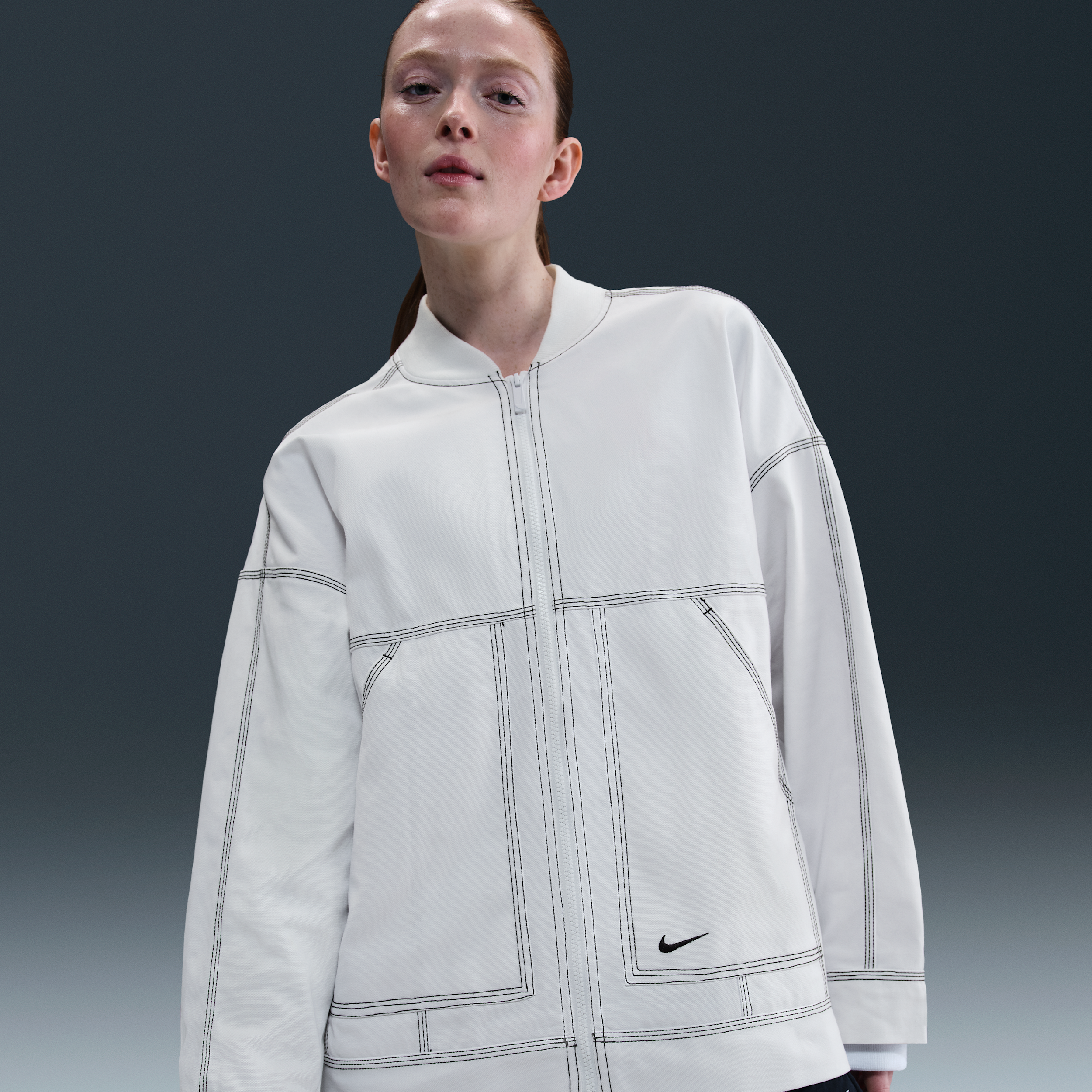 Nike Sportswear oversized cargojack met graphic voor dames - Wit
