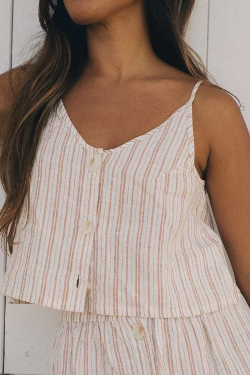 NÃ¤z Damen vegan Top Arlo Gestreift Beige