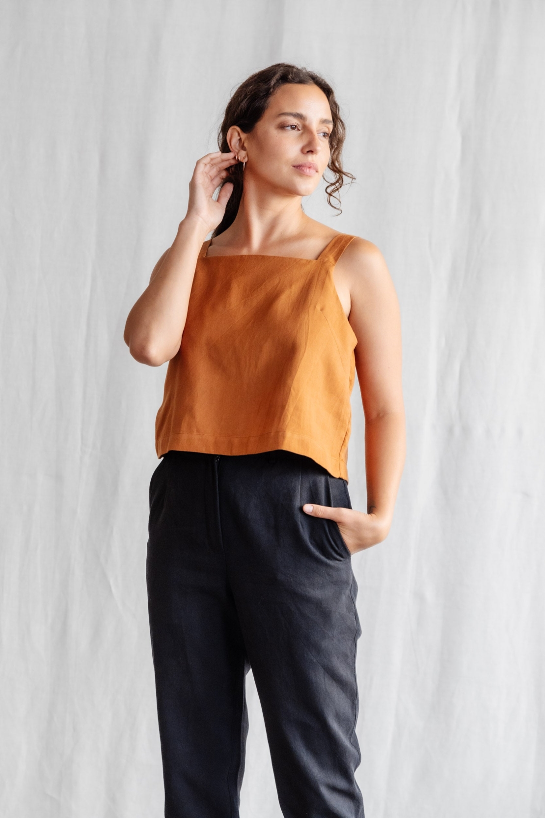 Jyoti Fair Works Damen vegan Top Ruchira Haselnuss