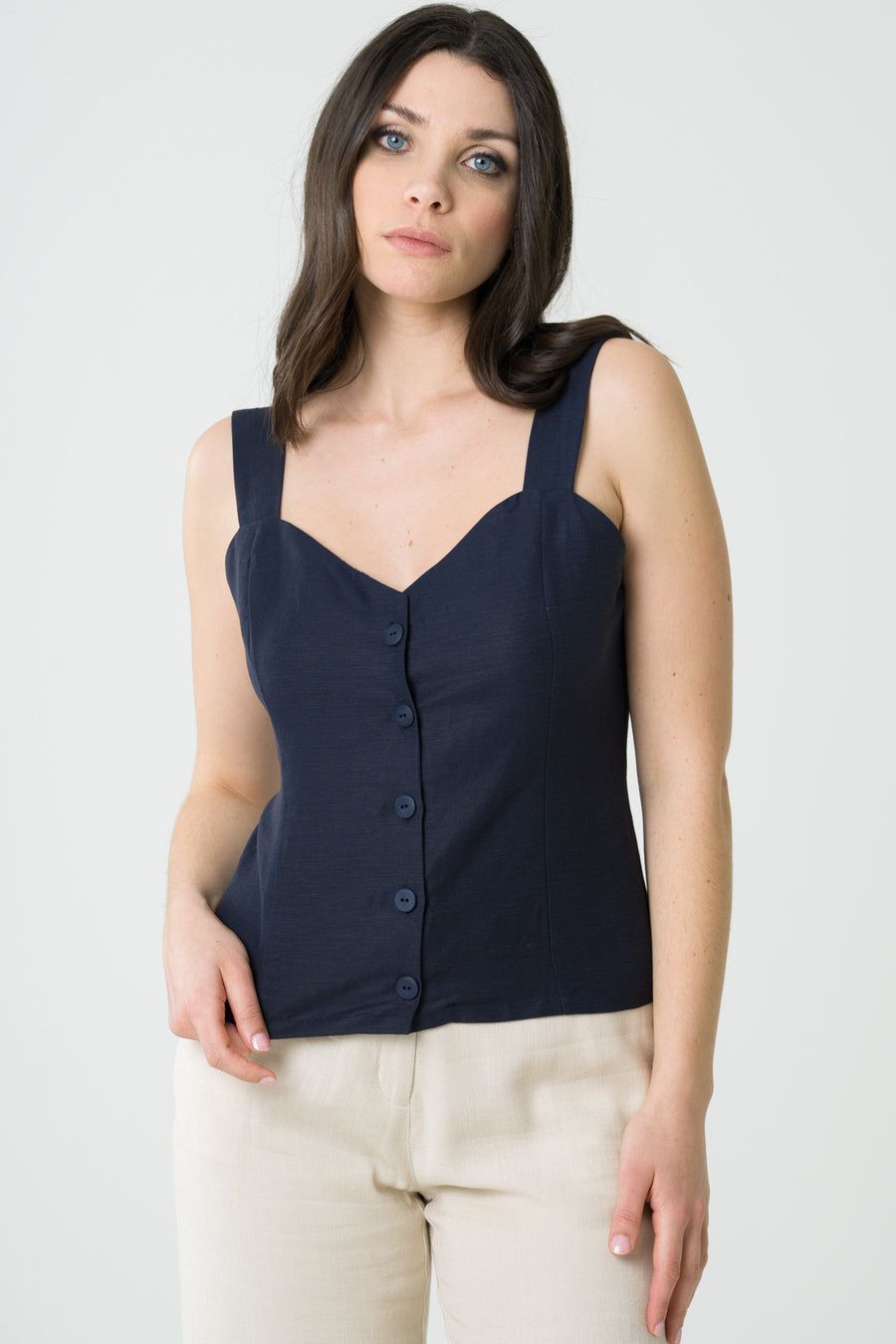Avani Damen vegan Top Anemone Marineblau