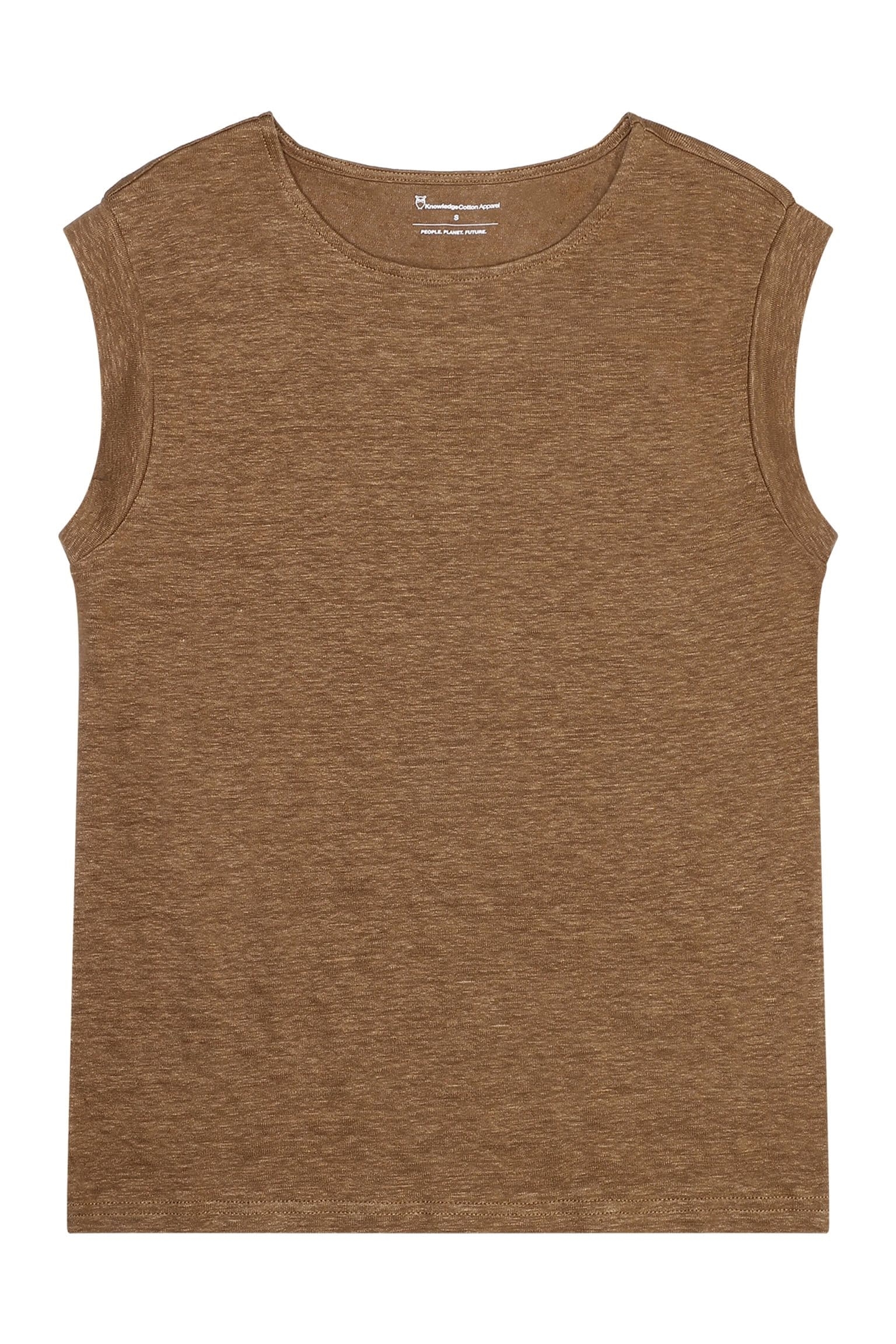 KnowledgeCotton Apparel Damen vegan T-Shirt Loose Fold Up Braun