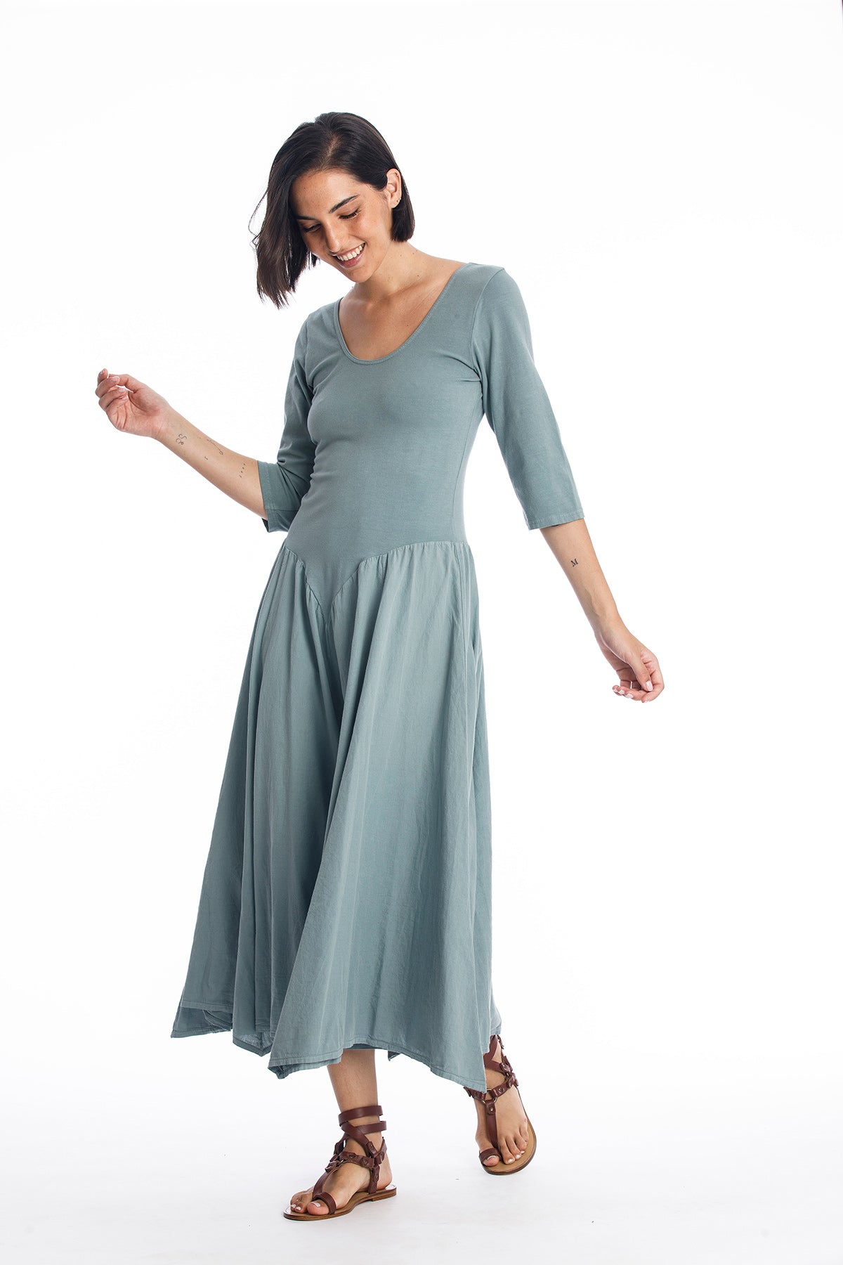 RAVENS VIEW IBIZA Damen vegan Kleid Look Ls Chinois GrÃ¼n