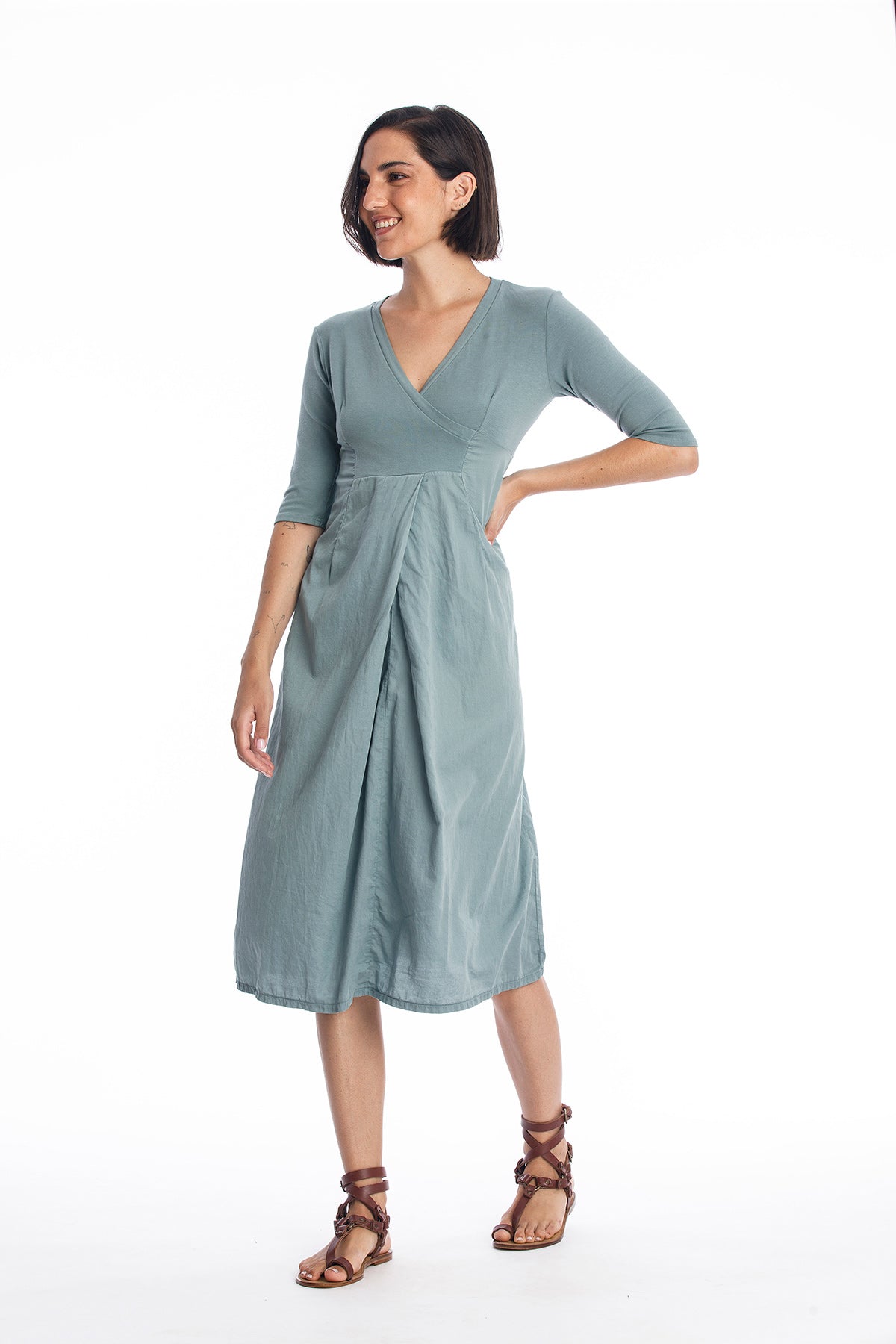 RAVENS VIEW IBIZA Damen vegan Kleid City Ls Chinois GrÃ¼n