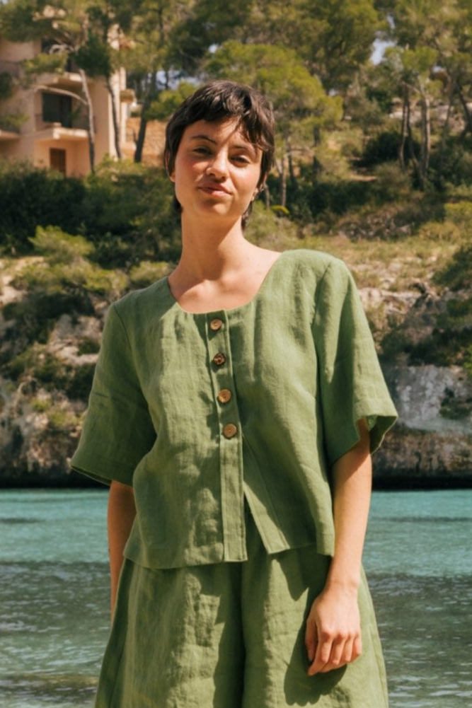 AmourLinen Damen vegan Top Maeve Matcha GrÃ¼n