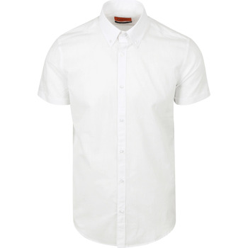 Suitable Overhemd Lange Mouw  Korte Mouwen Overhemd Cotton Slub Wit