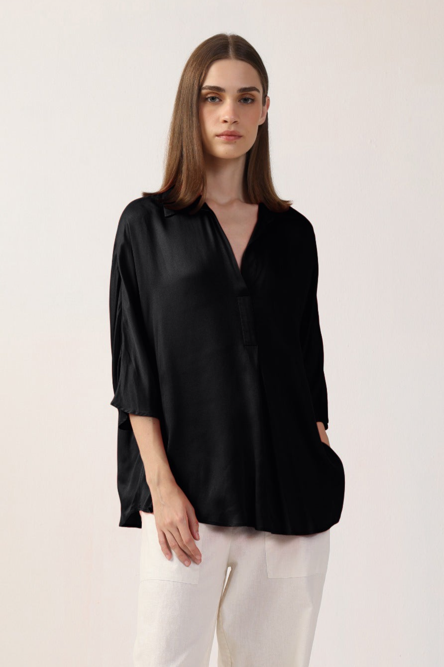 Neu Nomads Damen vegan Bluse Jasmine Schwarz