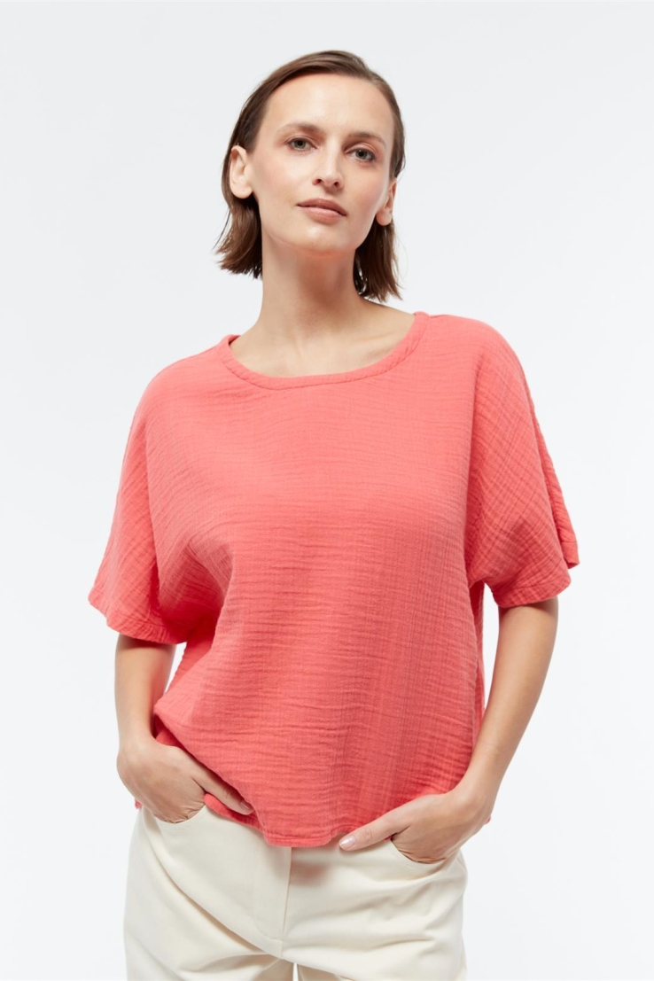 Givn Damen vegan Bluse Musselin Pina Sunset Coral