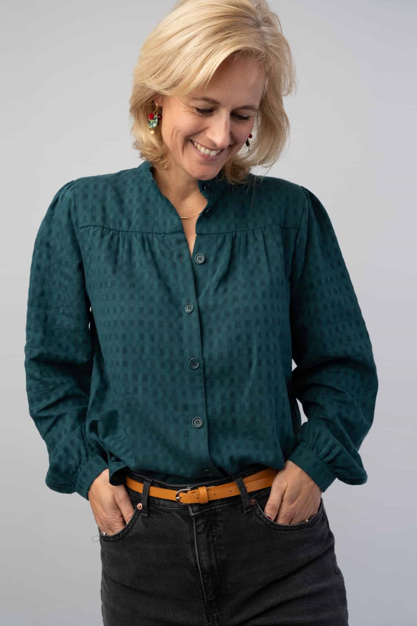 Marjolein Elisabeth Damen vegan Nina Petrol Bluse