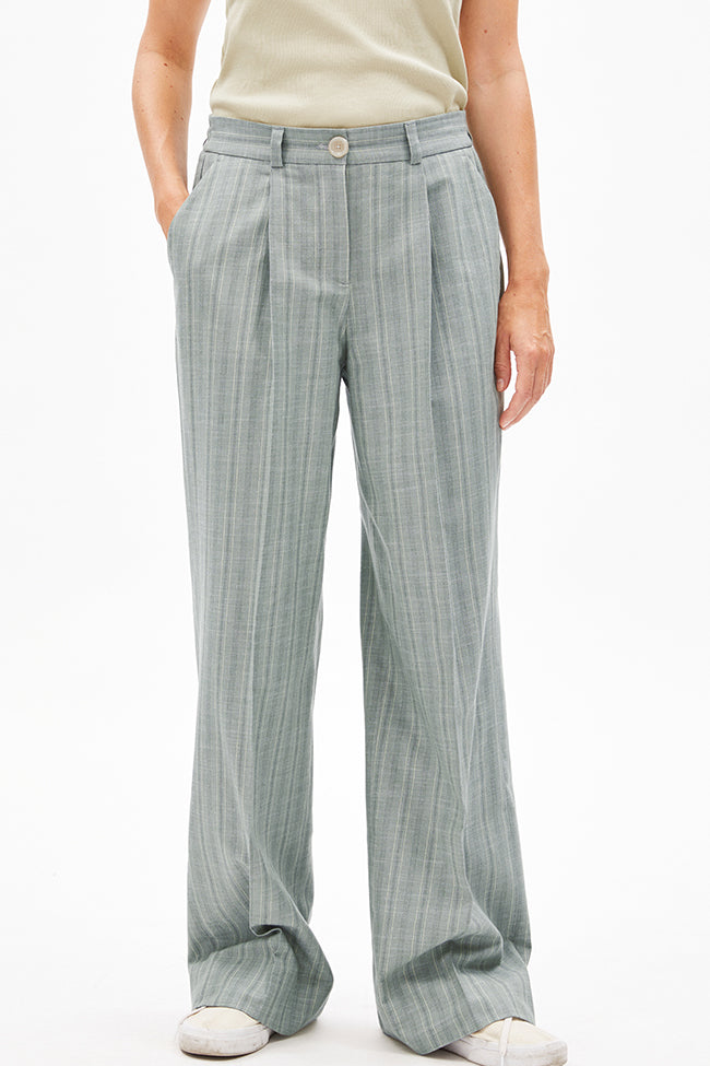 ARMEDANGELS Damen vegan Hose Numaali Stripe SeegrÃ¼n