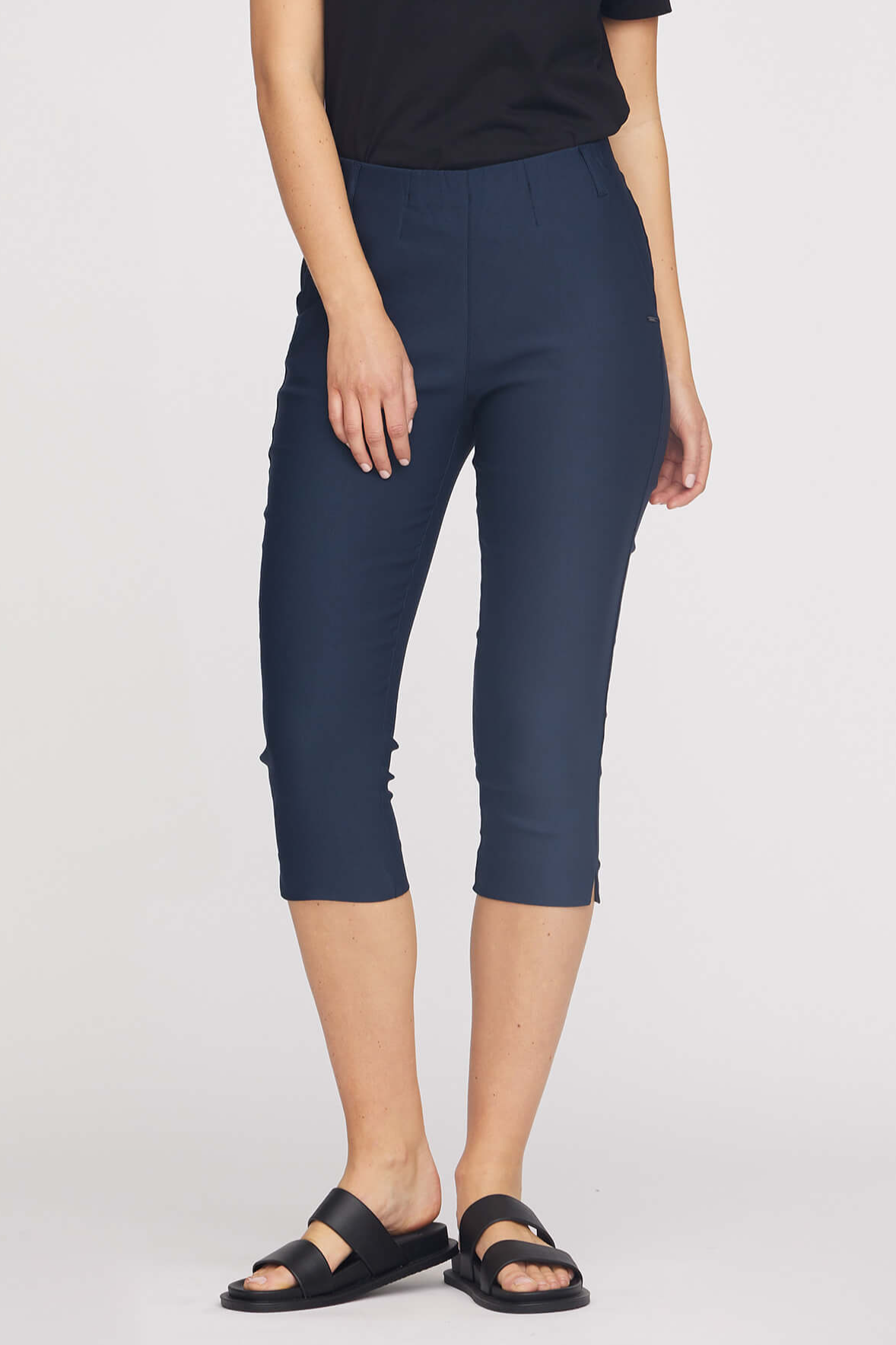 LAURIE Damen vegan Hose Elizabeth Slim Capri Ml Navy