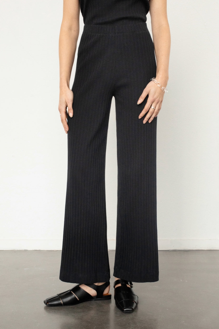 Rotholz Damen vegan Hose Gerippt Schwarz