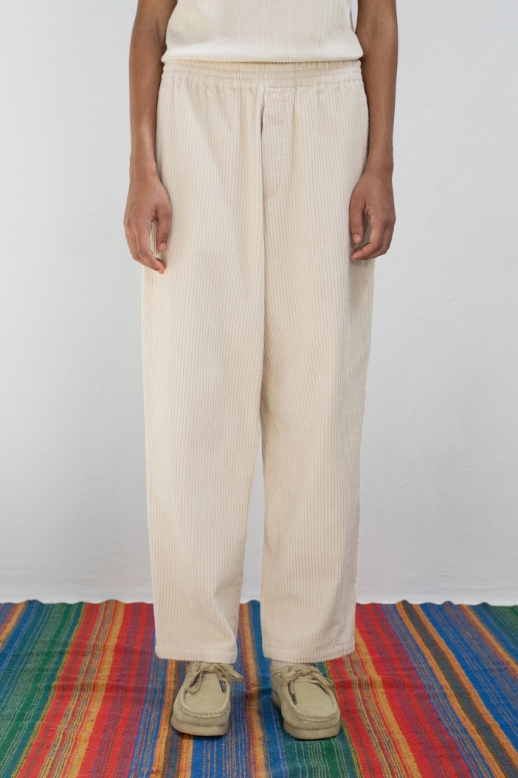 Rotholz Damen vegan Hose Wide Cord WeiÃŸ