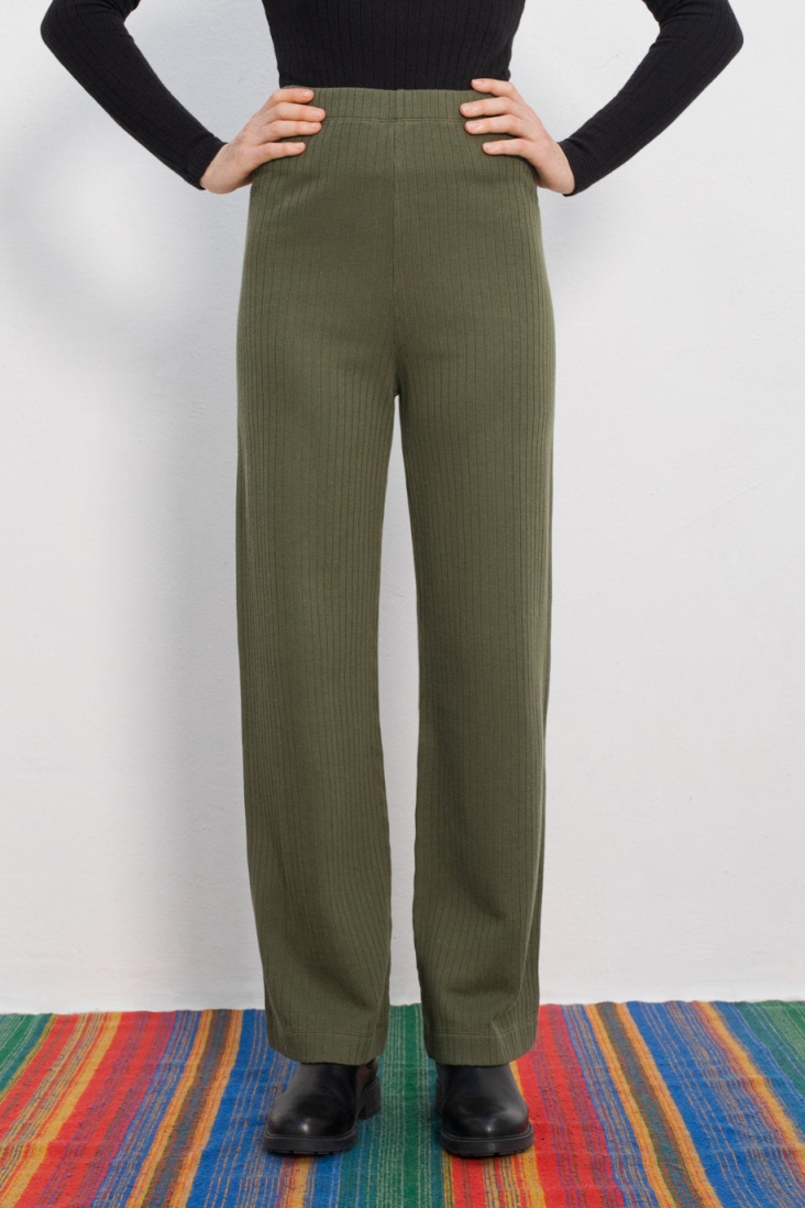 Rotholz Damen vegan Hose Heavy Ribbed GrÃ¼n