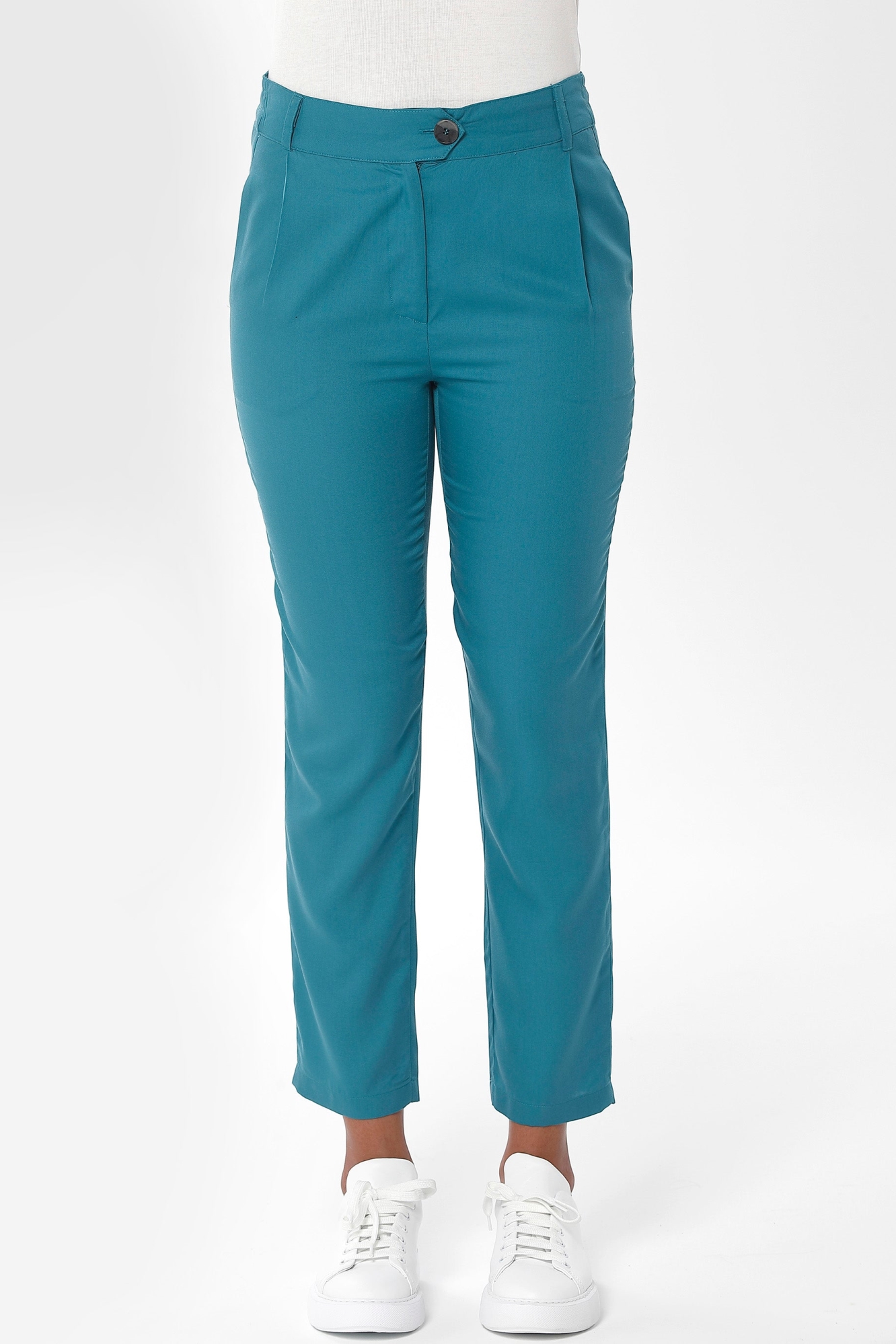 ORGANICATION Damen vegan Chino Hose Cropped PetrolgrÃ¼n