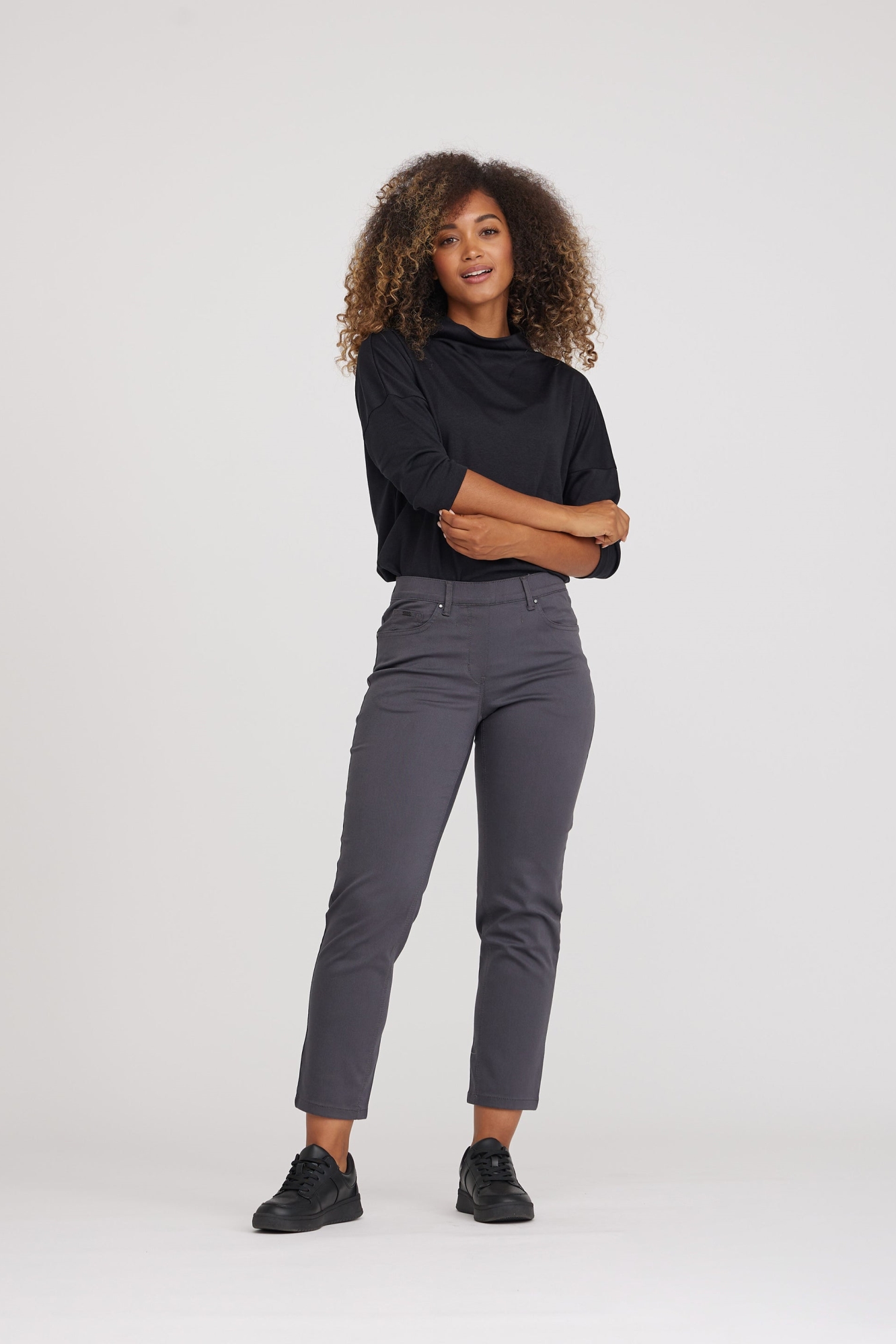 LAURIE Damen vegan Hose Hannah Regular Xsl Anthrazitgrau