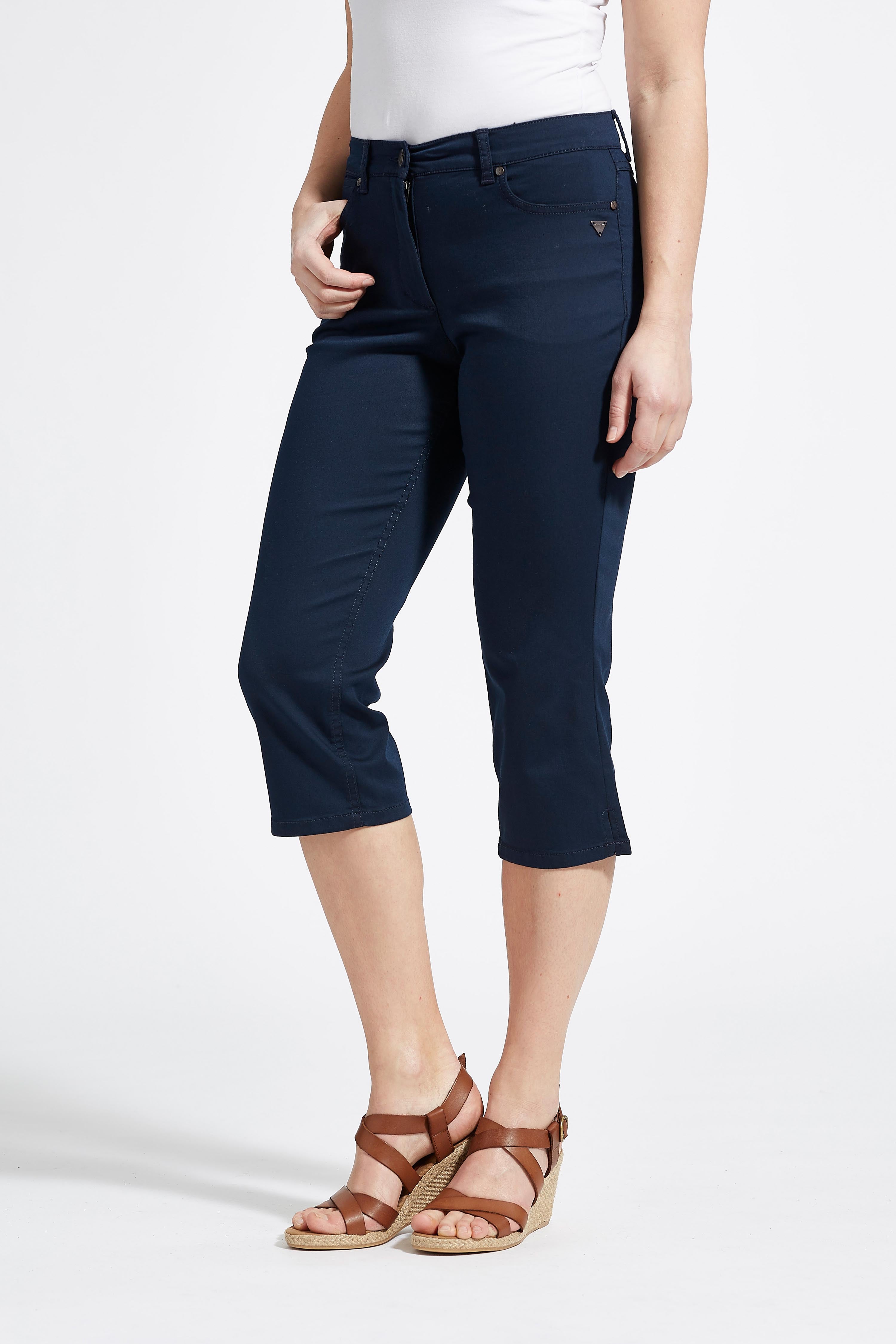 LAURIE Damen vegan Hose Charlotte Regular Capri Ml Marineblau