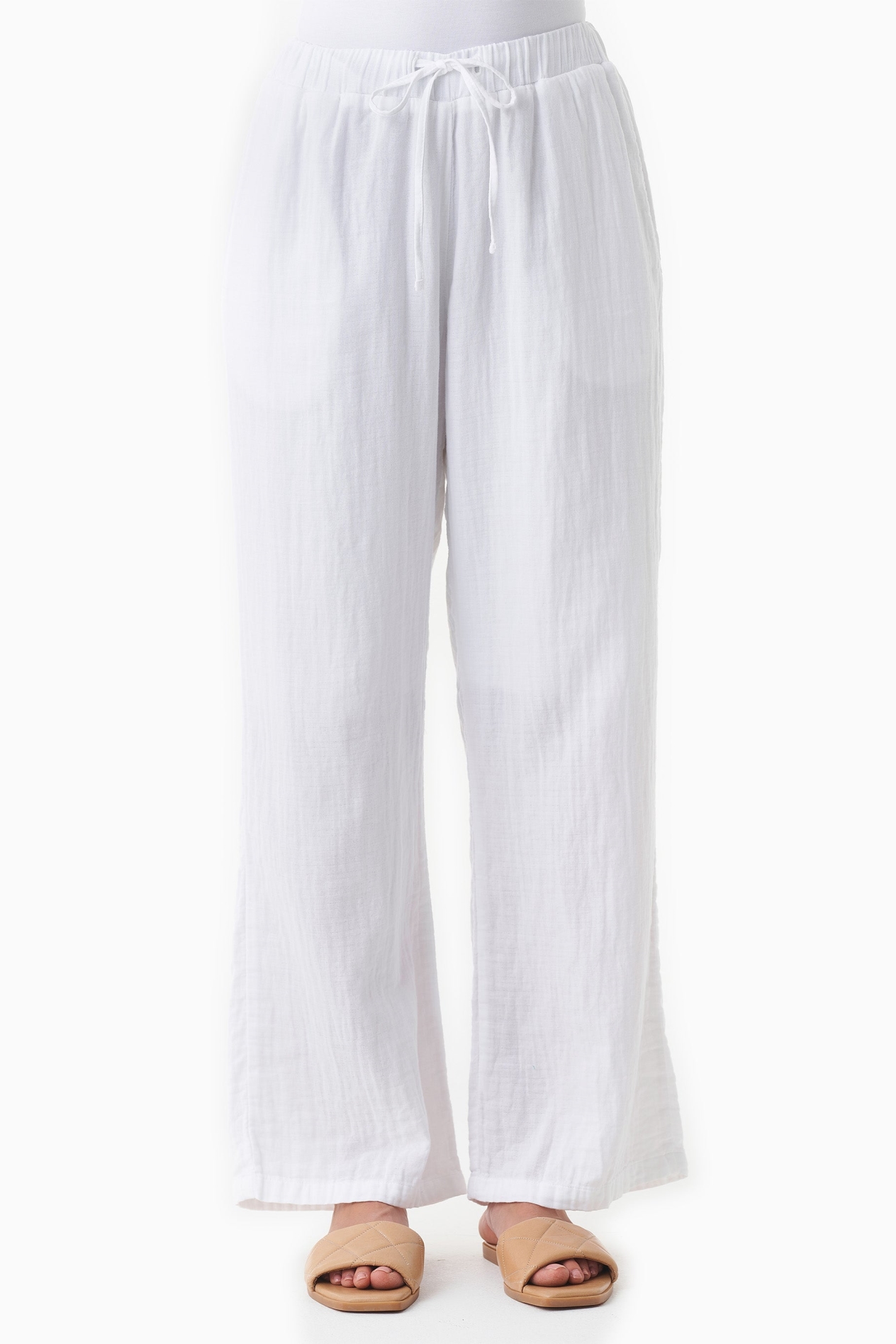 ORGANICATION Damen vegan Hose Musselin WeiÃŸ