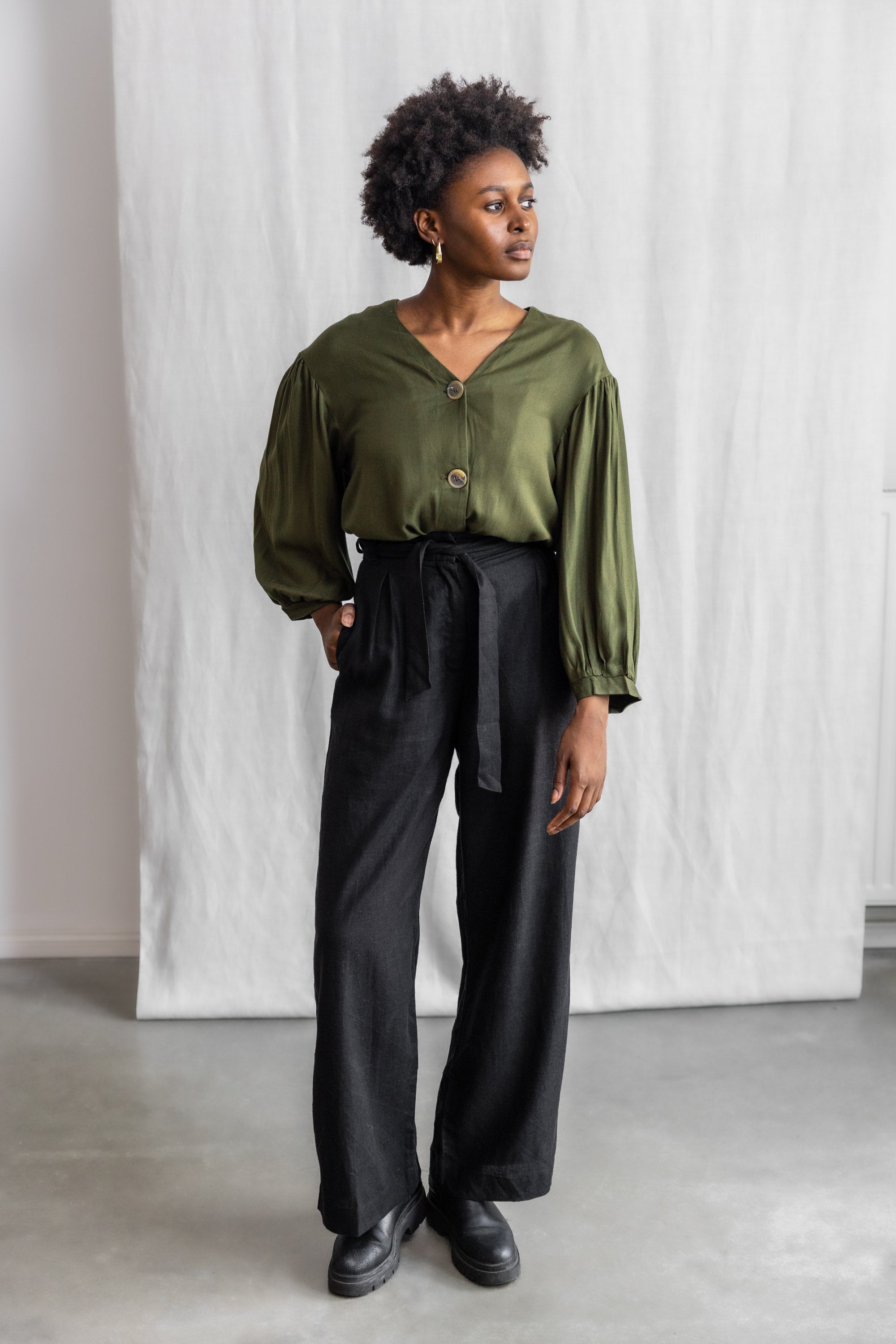 Jyoti Fair Works Damen vegan Hose Highwaist Hamina Schwarz