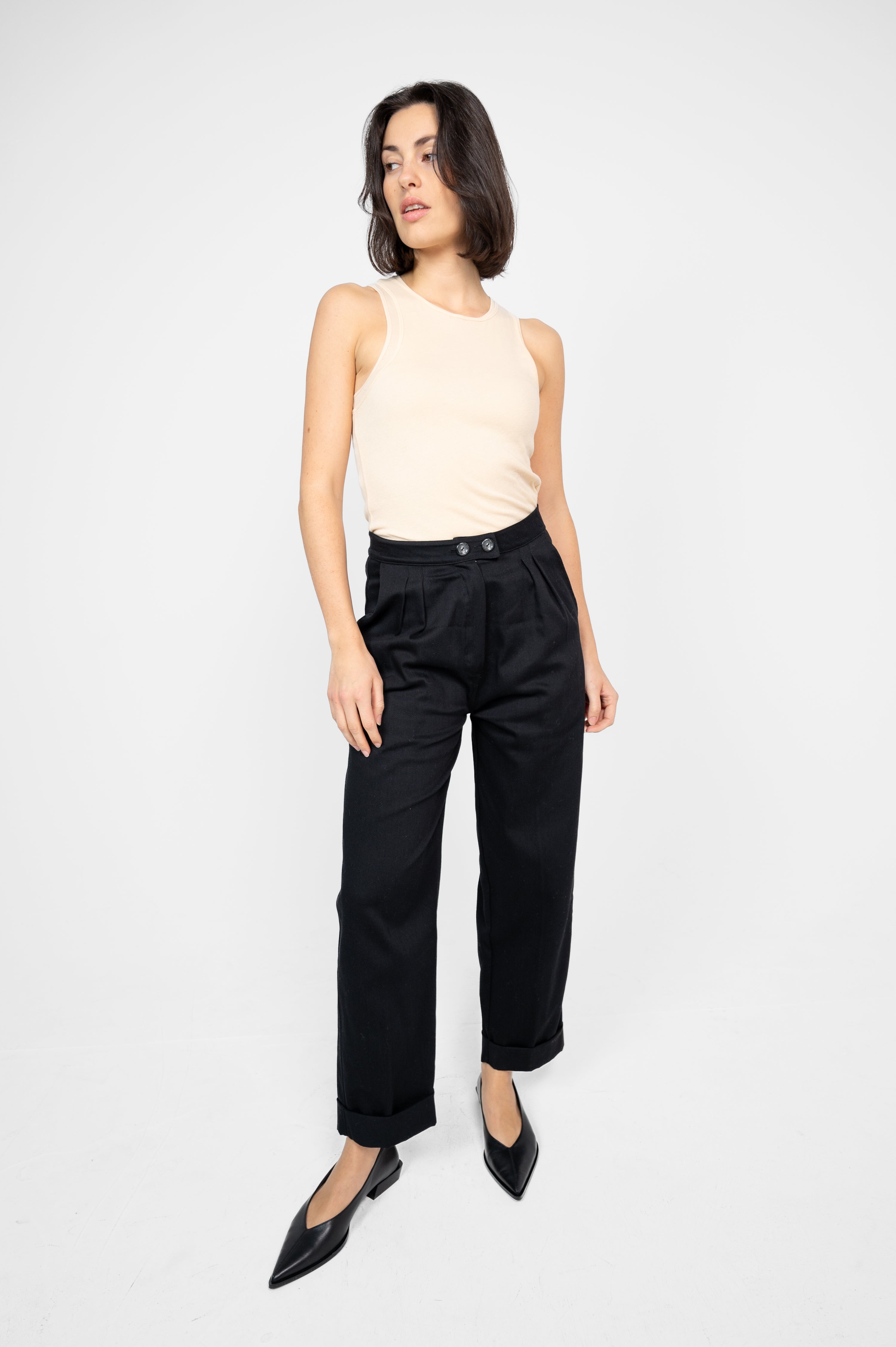 STORY OF MINE Damen vegan Cropped Pants Schwarz