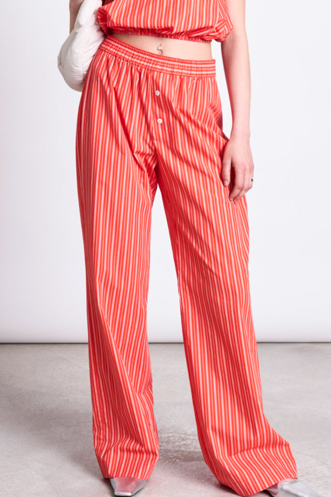 JAN N JUNE JAN 'N JUNE Damen vegan Hose Soby Kirsche Rot WeiÃŸ Gestreift