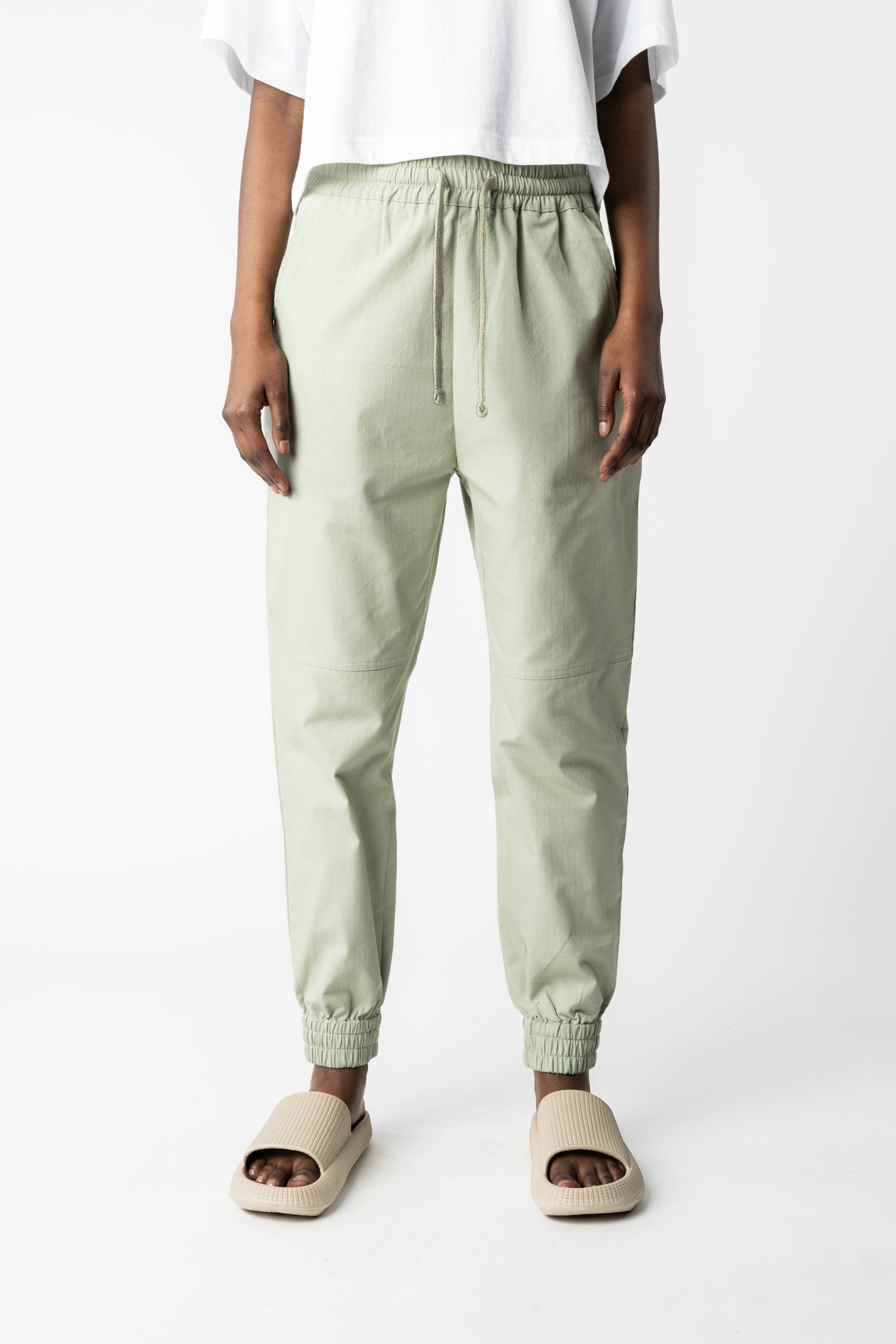 MELA Damen vegan Hose Mit Elastischem Bund Arite Sage