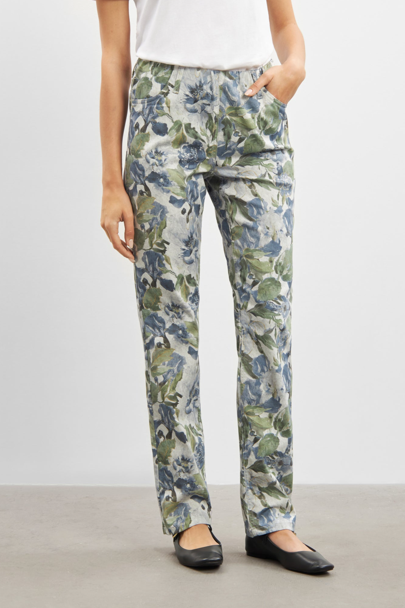 LAURIE Damen vegan Hose Kelly Regular Ml Dove Flower