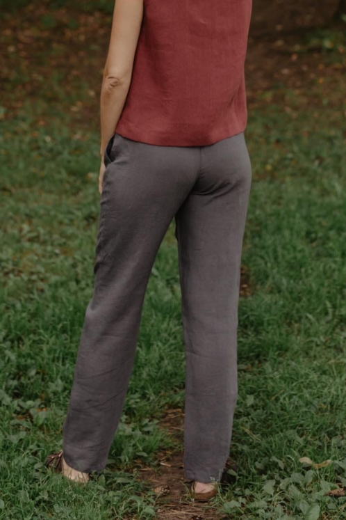 AmourLinen Damen vegan Hose MalmÃ¶ Holzkohle