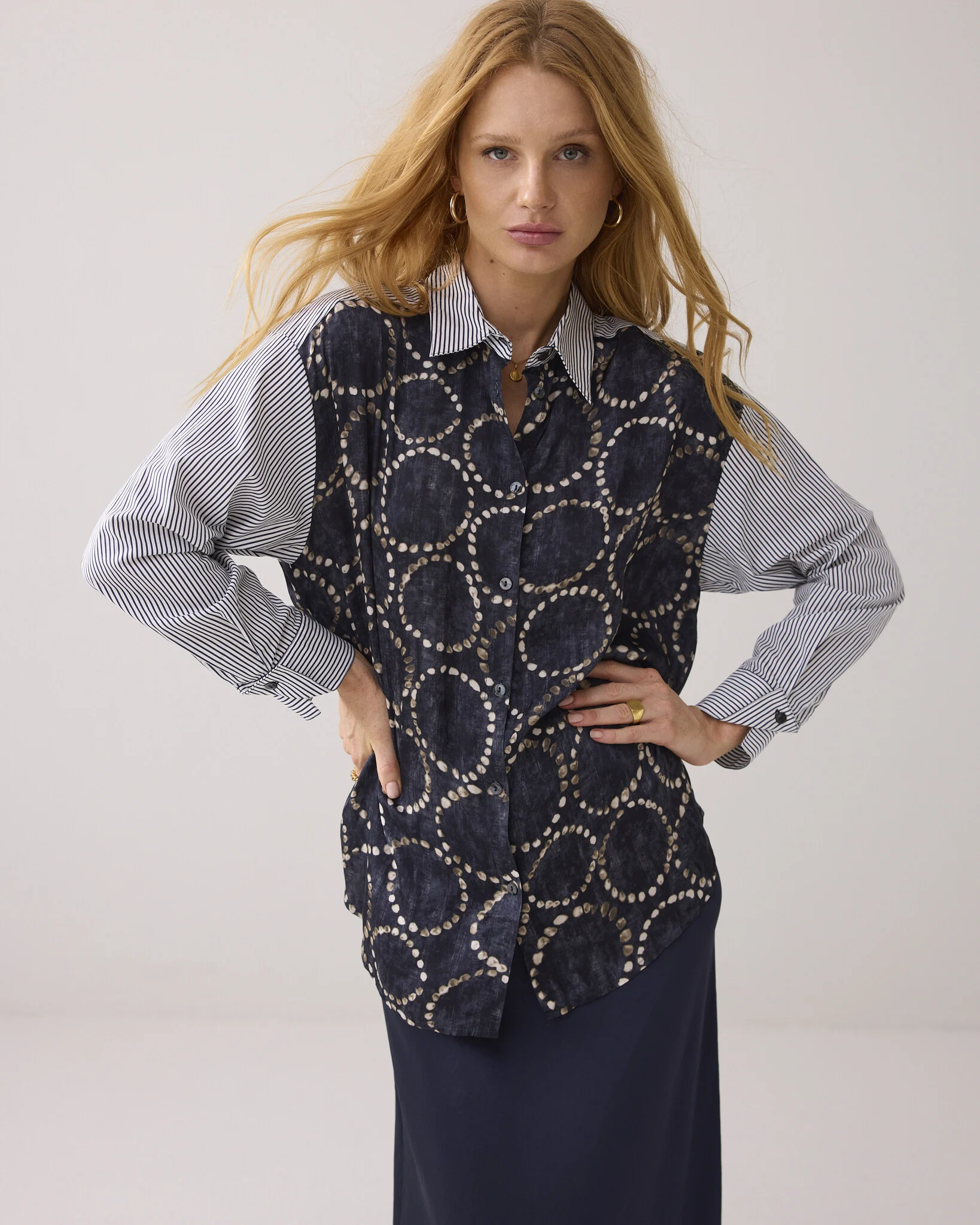 Summum 2s3329-12263 495 blouse all over print midnight blue