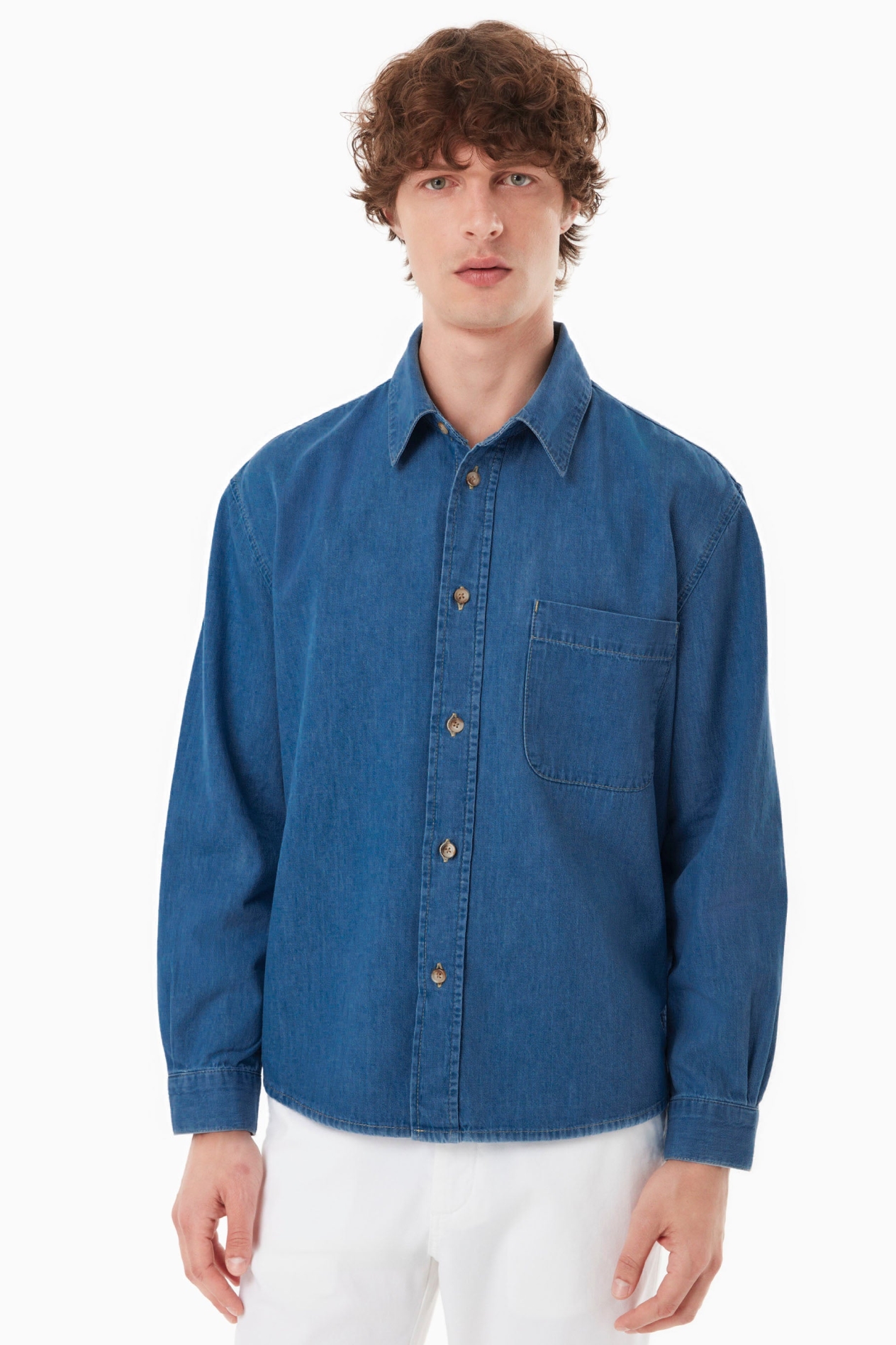ORGANICATION Herren vegan Hemd Medium Blau