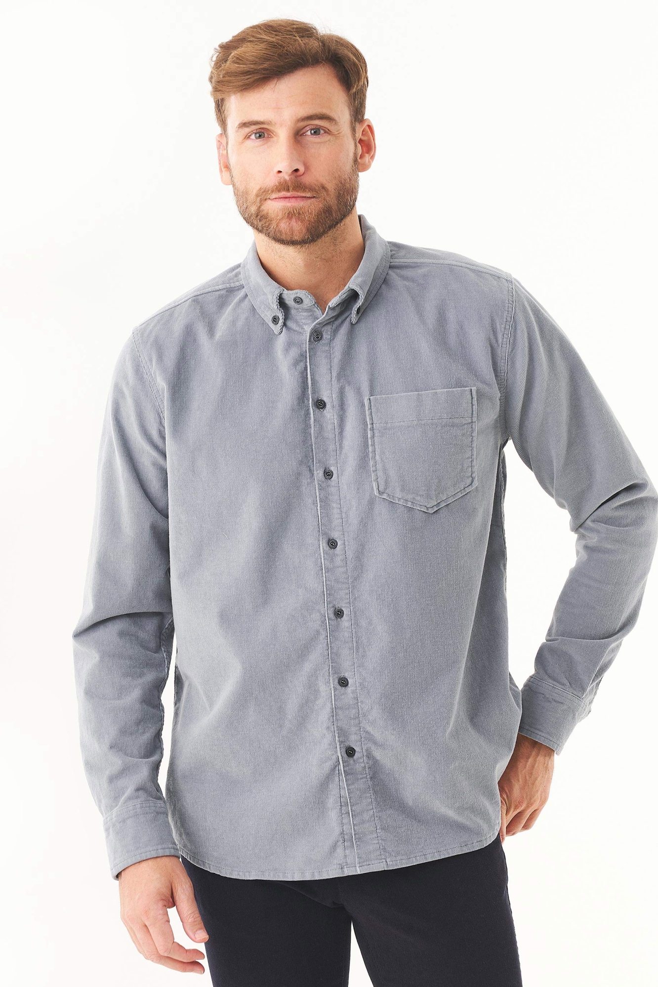 ORGANICATION Herren vegan Kordhemd Dusty Blue