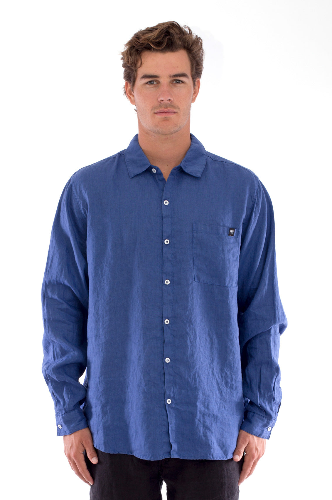 RAVENS VIEW IBIZA Herren vegan Hemd Lennon Klein Blau