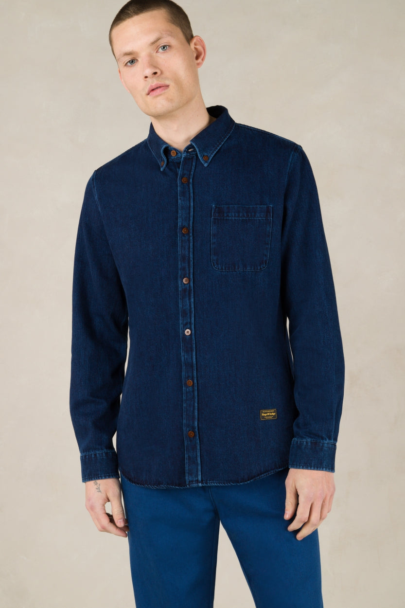 Kings Of Indigo Herren vegan Hemd Enda Dark Denim Navy