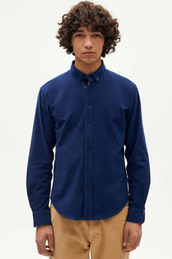 Thinking mu Herren vegan Hemd Ameise Tiefblau