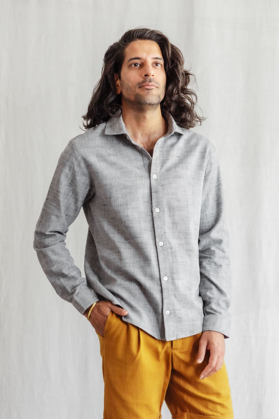 Jyoti Fair Works Herren vegan Hemd Himat Grau