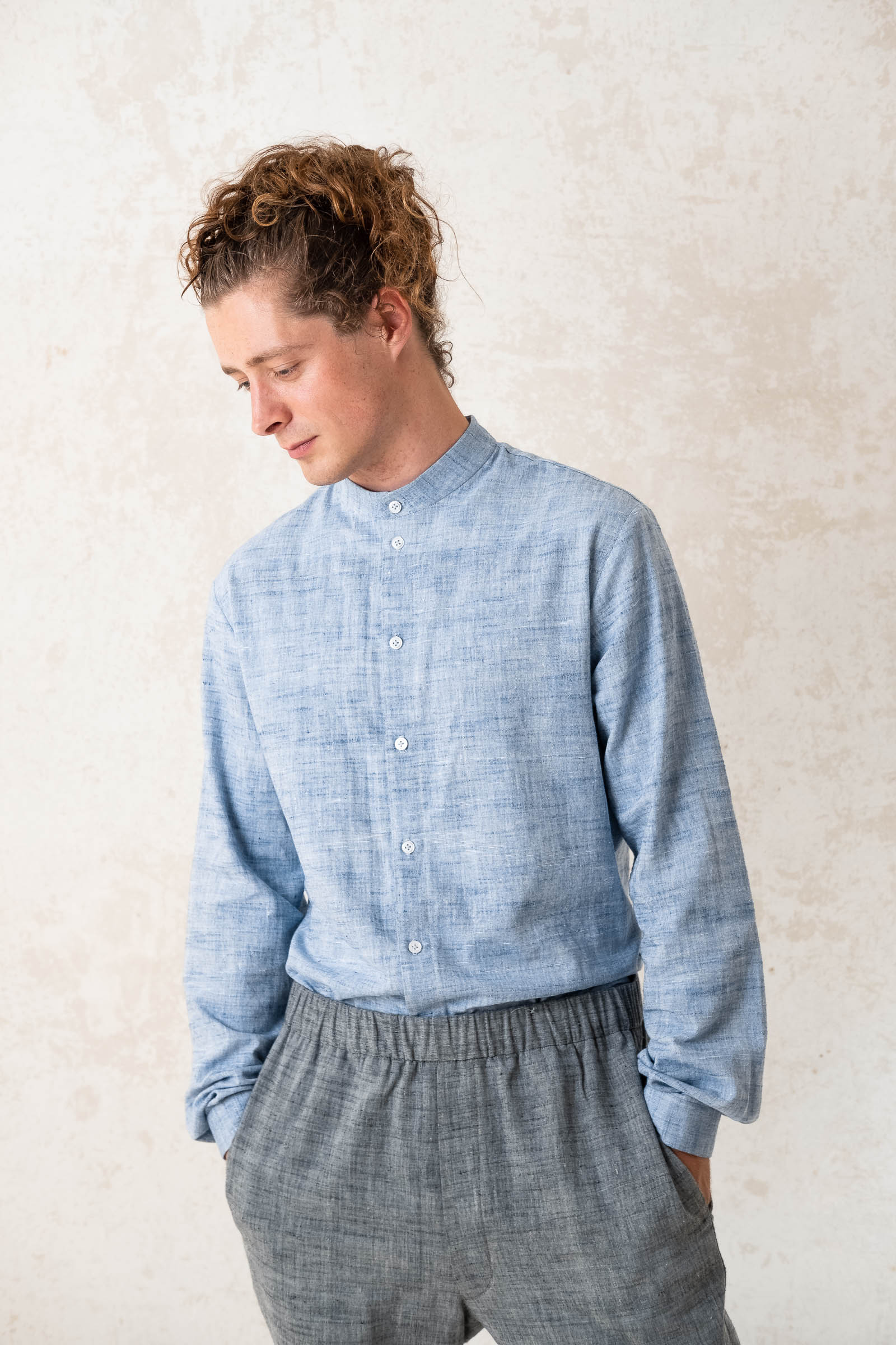 Jyoti Fair Works Herren vegan Hemd Slim-Fit Hemd Hellblau