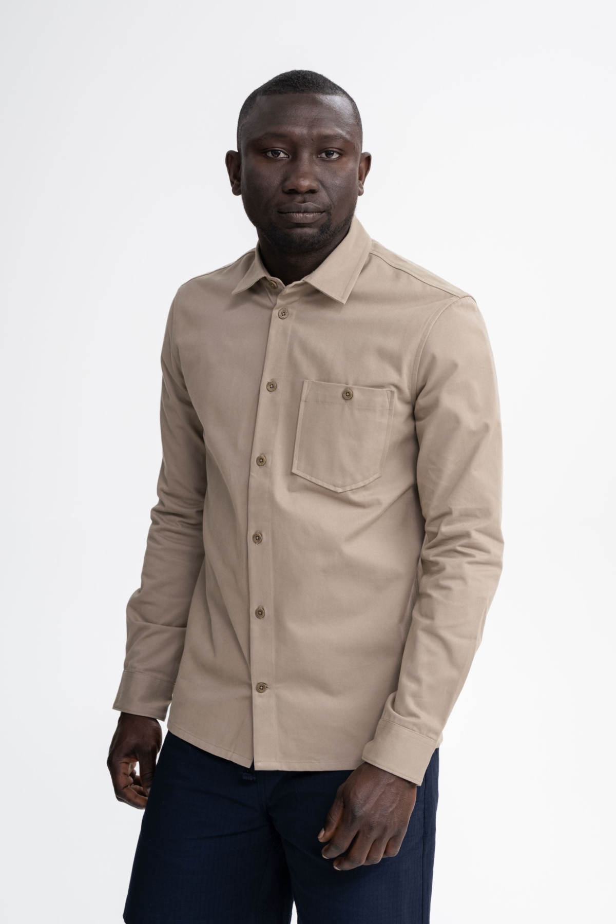 MELA Herren vegan Twillhemd Ashutosh Koriander Beige