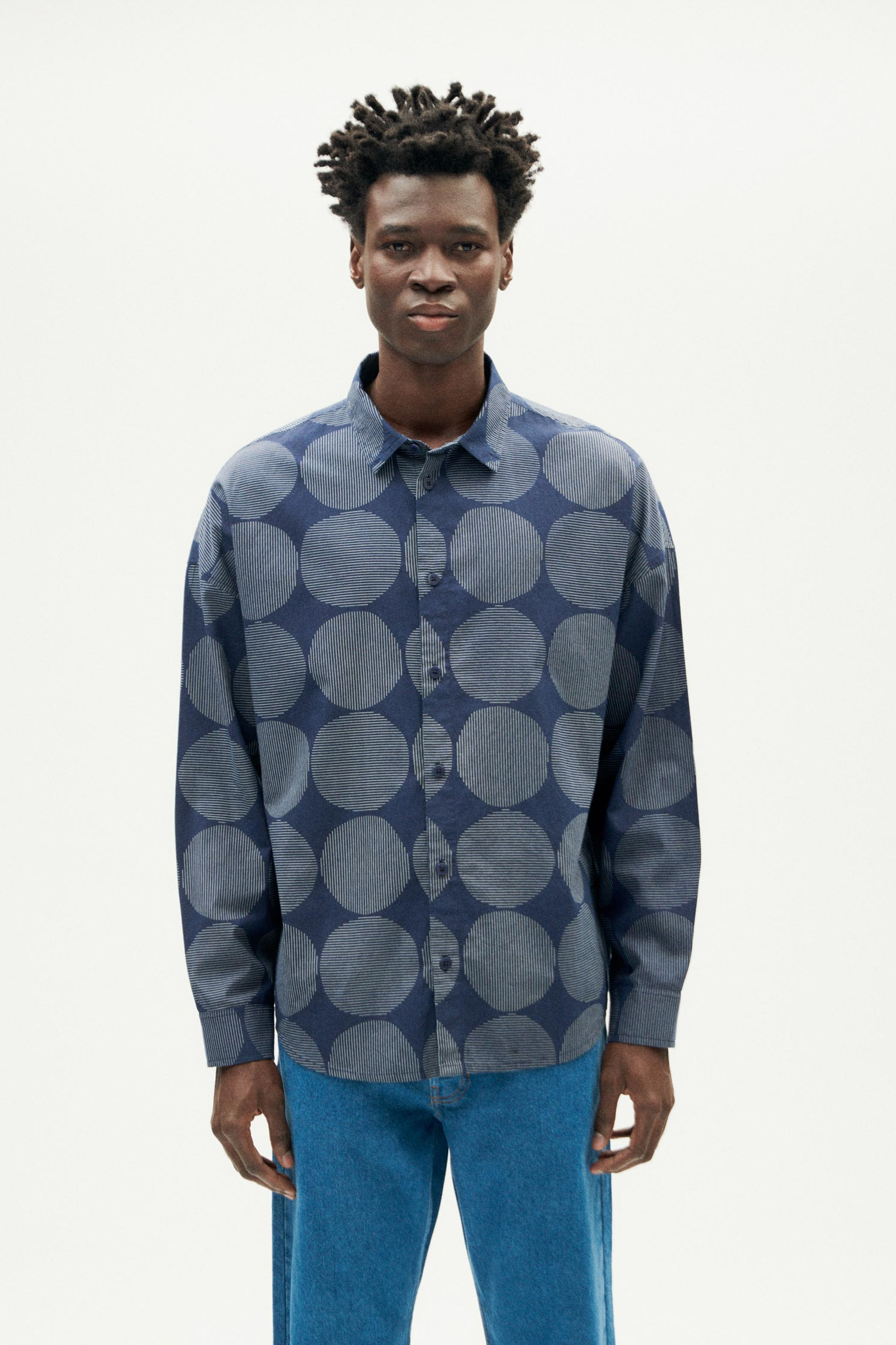 Thinking mu Herren vegan Hemd Haru Blau