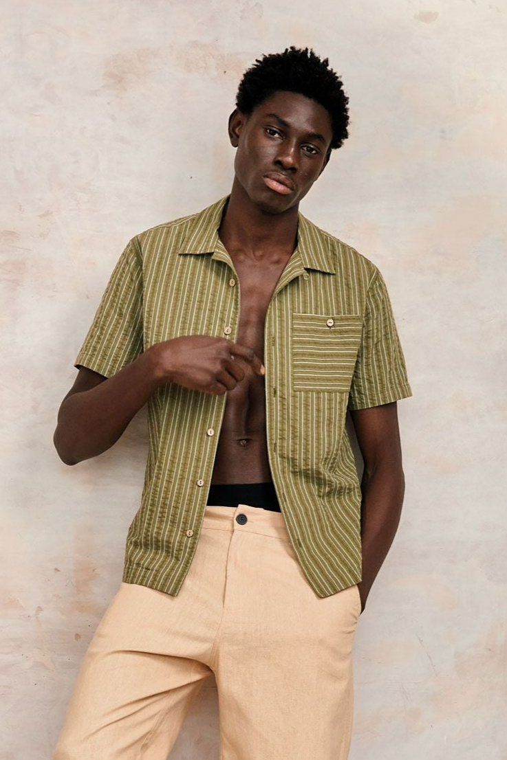 KOMODO Herren vegan Hemd Spindrift Stripe GrÃ¼n