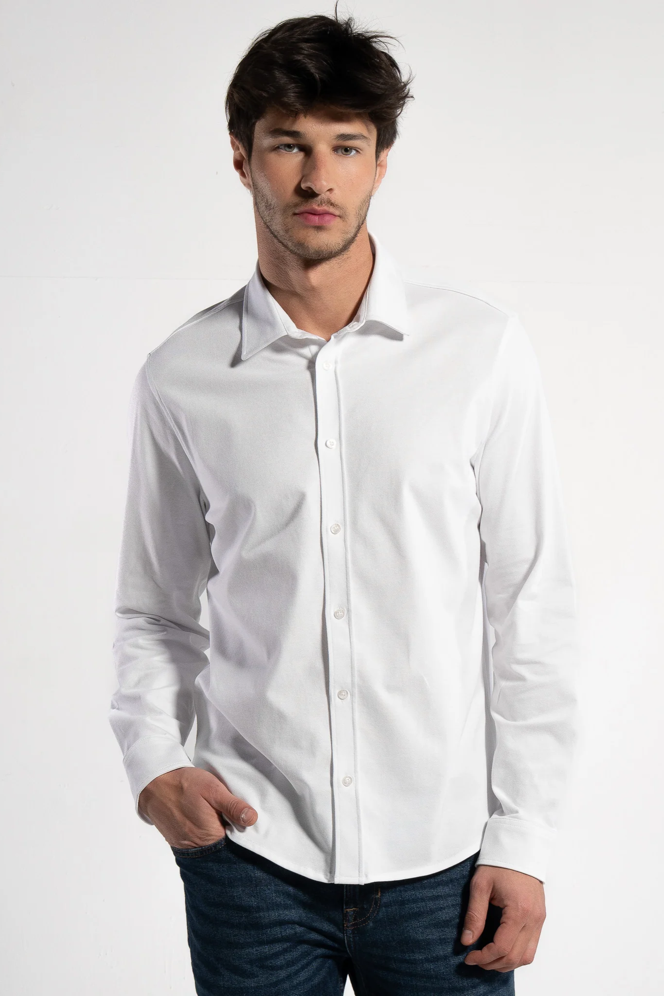 GORG Herren vegan Hemd LangÃ¤rmliges Button Up WeiÃŸ
