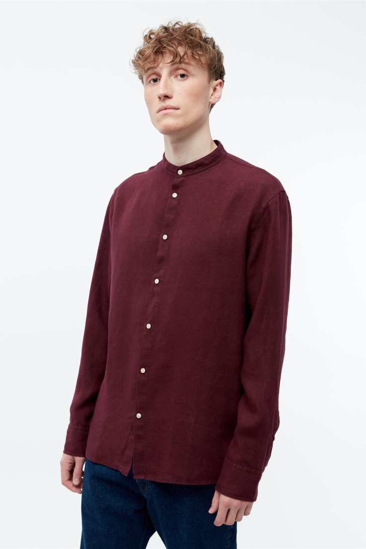 Givn Herren vegan Hemd Stehkragen Wes Burgundy