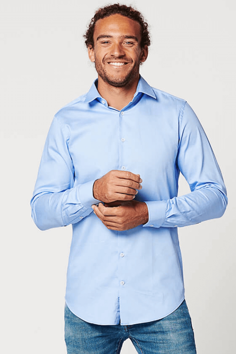 SKOT Herren vegan Hemd Slim Fit KreisfÃ¶rmig Blau