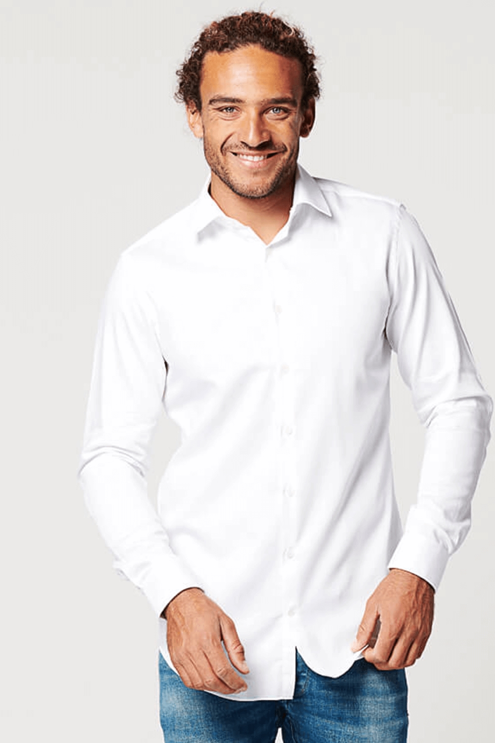 SKOT Herren vegan Hemd Slim Fit Ã„rmel LÃ¤nge 7 KreisfÃ¶rmig WeiÃŸ