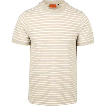 Suitable T-shirt  T-shirt Isaac Stripe Piqué Pebble
