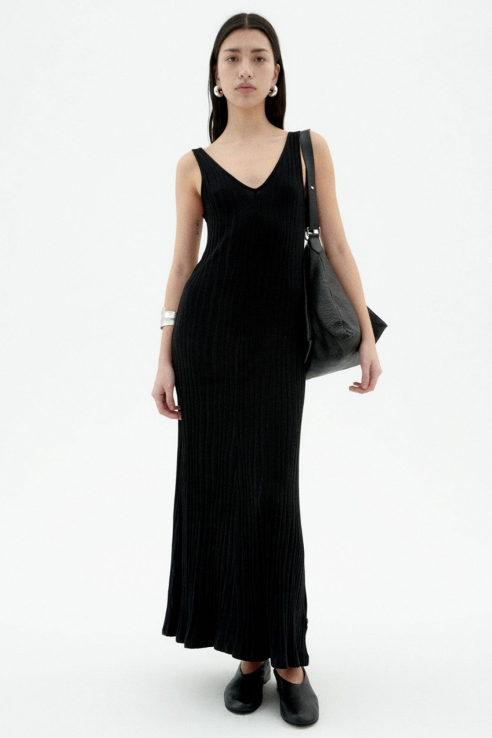 Thinking mu Damen vegan Kleid Knit Sade Schwarz